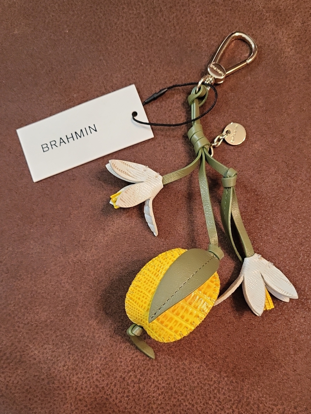Brahmin Lemon Leather Hangoff Charm